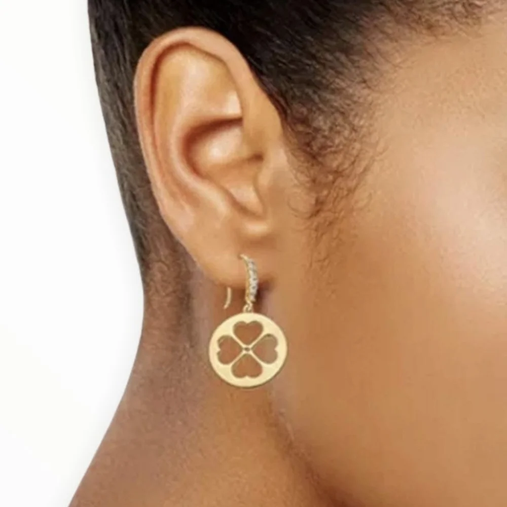 NWT Kate Spade Floral Symbols Earrings - gold/white cz